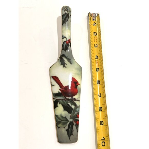 Cardinal Cake Server Hautman Brothers Collection Cardinal in Holly Christmas 10” - Picture 6 of 6